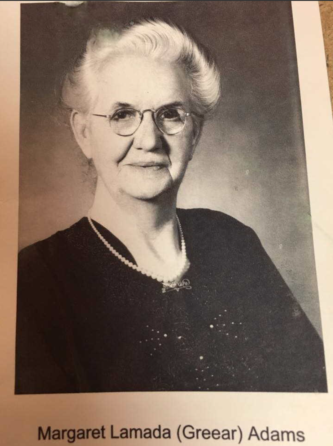 Margaret Lamada Greear (Adams)